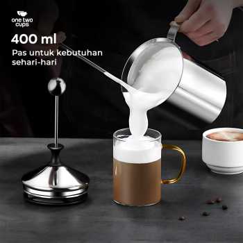 One Two Cups Gelas Kopi Milk Frother Stainless Steel 400ml - WZ0011 Gambar produk One Two Cups Gelas Kopi Milk Frother Stainless Steel 400ml - WZ0011