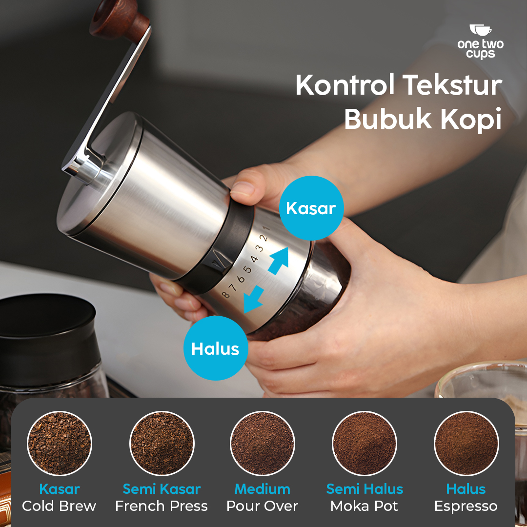 Gambar produk One Two Cups Alat Penggiling Kopi Manual Coffee Grinder 8 Gear - HY8
