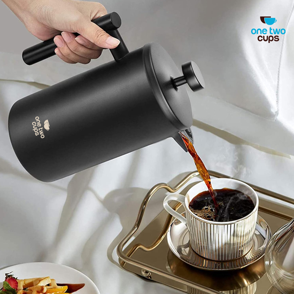 Gambar produk One Two Cups French Press Coffee Maker Pot Plunger Stainless Steel 350ml - FP1L