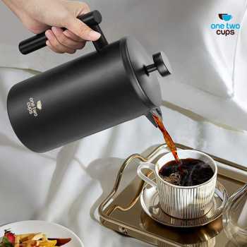 Gambar produk One Two Cups French Press Coffee Maker Pot Plunger Stainless Steel 350ml - FP1L
