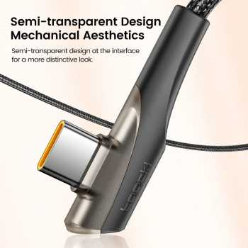 Gambar produk Toocki Kabel Data Type C to Type C Fast Charging Elbow 100W 5A 1M - TXCTT1-ZX01