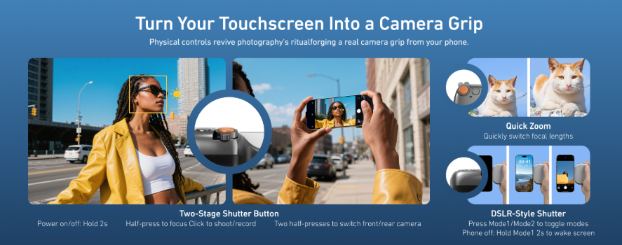 Gambar produk TELESIN Fun Shot Magnetic Phone DSLR Style Shutter Grip for iPhone - P5-MP-001BK