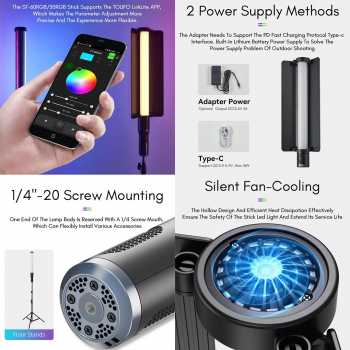 Gambar produk Tolifo Lampu LED RGB Studio Fill Light Stick 2700-10000K 2200mAh 30W - ST-30RGB