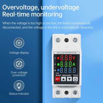 Gambar produk Gaqqee MCB Digital Din Rail Over Voltage Current Protector 63A 230V - A37T