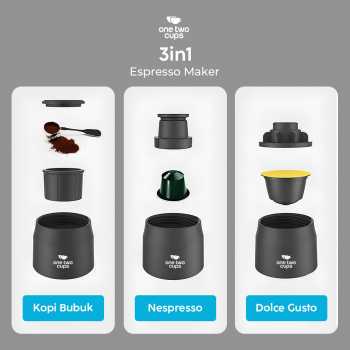 One Two Cups Hand Press Mini Espresso Coffee Maker 3in1 20 Bar 120ml - HS-8439 Gambar produk One Two Cups Hand Press Mini Espresso Coffee Maker 3in1 20 Bar 120ml - HS-8439