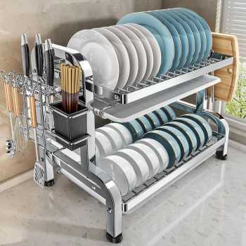 Treuy Rak Piring Dapur 2 Susun Stainless Steel 201 Drying Storage Rack - TR-201