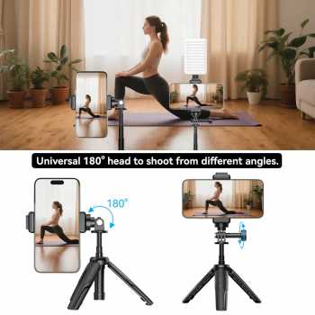 Gambar produk APEXEL Tripod HP Kamera Aksi Tongsis Monopod Portable with Fill Light - APL-JJ077FL