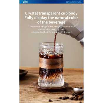 Gambar produk BINCOO Gelas Kopi Borosilikat Heat Resistant with Bamboo Ring 410ml - P-410