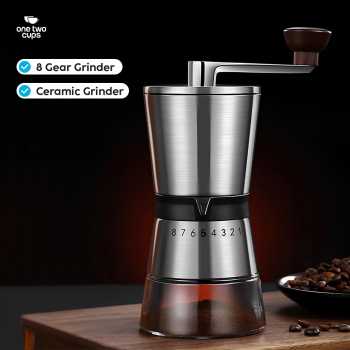 One Two Cups Alat Penggiling Kopi Manual Coffee Grinder 8 Gear - HY8