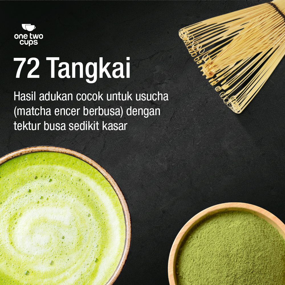 Gambar produk One Two Cups Chasen Bamboo Matcha Whisk Pengaduk Teh Jepang 72 Tangkai - 7276