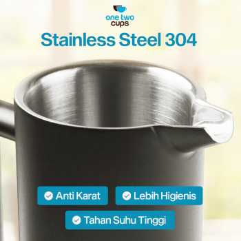 Gambar produk One Two Cups French Press Coffee Maker Pot Plunger Stainless Steel 350ml - FP1L