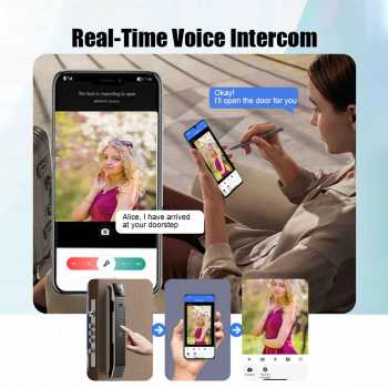 Gambar produk TaffHOME Smart Door Lock Fingerprint Face Recognition Password iCSee - B35J
