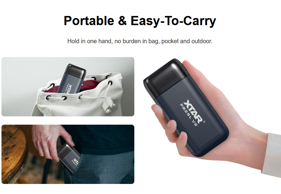 Gambar produk XTAR Charger Baterai 2 Slot 18650 21700 Li-Ion Power Bank LCD Display - PB2SL V2