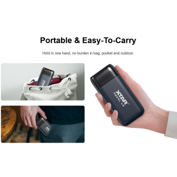 Gambar produk XTAR Charger Baterai 2 Slot 18650 21700 Li-Ion Power Bank LCD Display - PB2SL V2