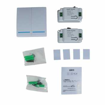 Gambar produk TaffHOME Saklar Lampu Wireless Dinding Tembok Lamp Switch RF 433MHz 2 Gang 2 Receiver - WHK01