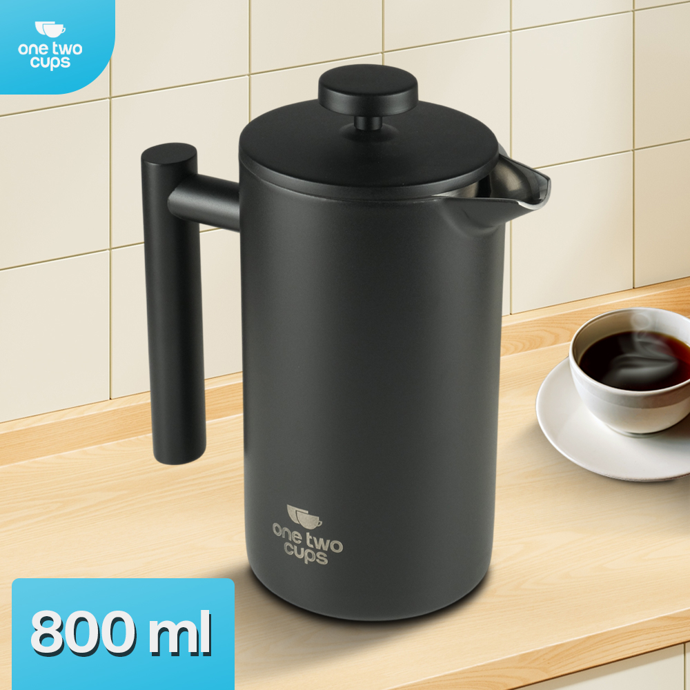 Gambar produk One Two Cups French Press Coffee Maker Pot Plunger Stainless Steel 800ml - FP1L