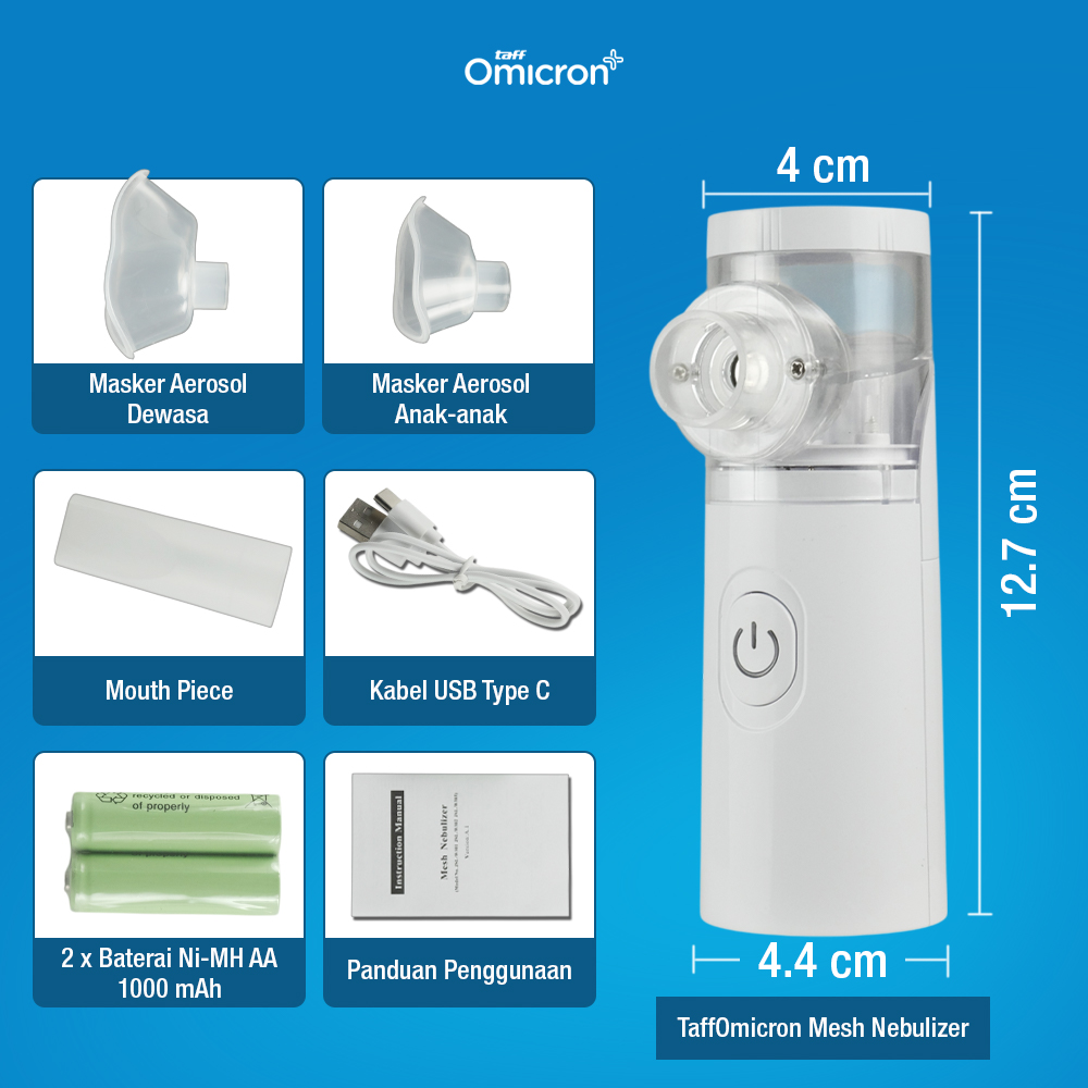 Gambar produk TaffOmicron Alat Terapi Pernapasan Mesh Nebulizer Portable Inhaler Versi Rechargeable - JSL-W303