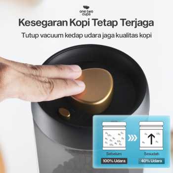 Gambar produk One Two Cups Toples Kaca Penyimpanan Biji Kopi Vacuum Sealed Lid 500ml - SE41