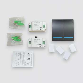 Gambar produk TaffHOME Saklar Lampu Wireless Dinding Tembok Lamp Switch RF 433MHz 2 Gang 2 Receiver - WHK01