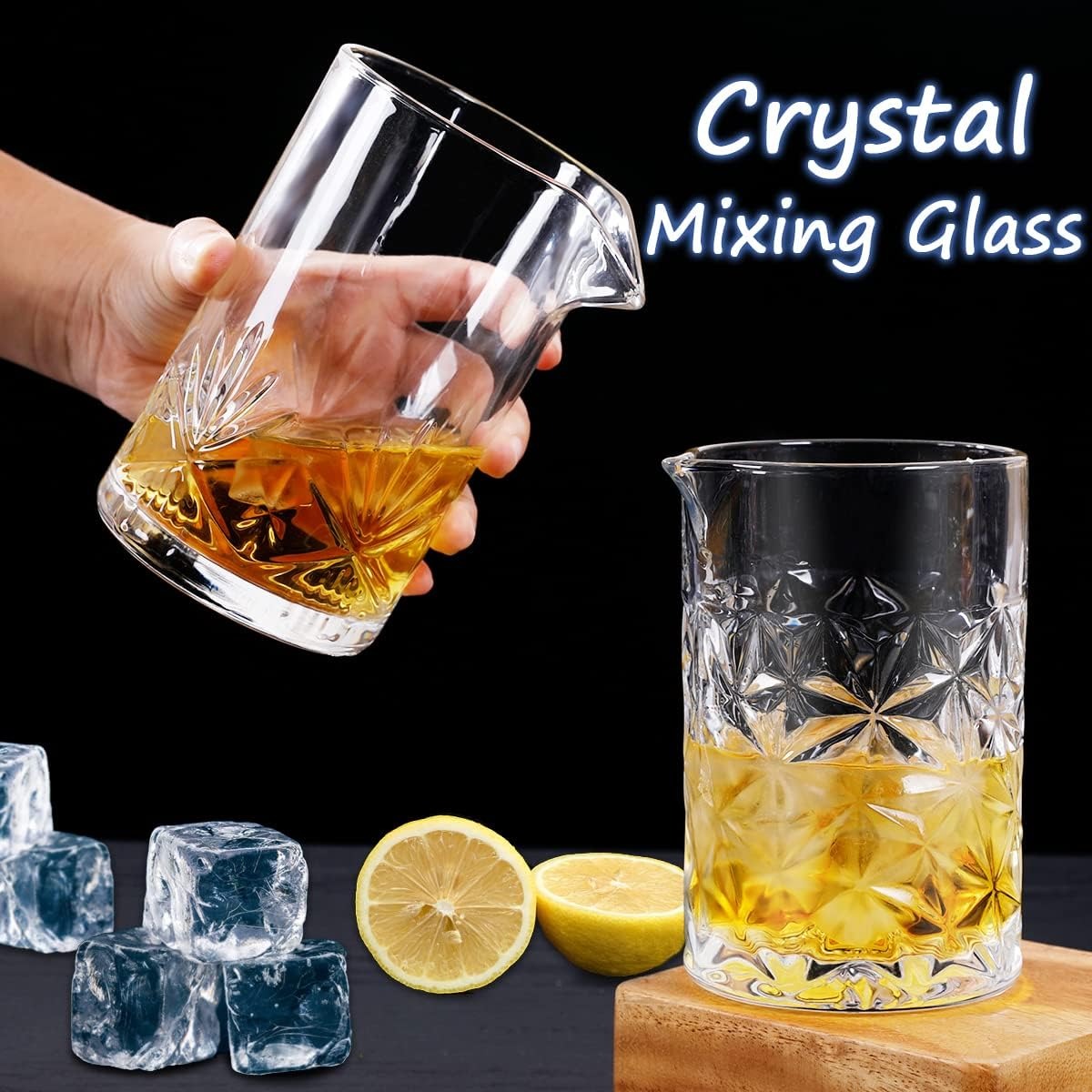 Gambar produk VISKI Gelas Mixer Bartender Cocktail Mixing Shaker Glass 700ml Ice Flower - GC011