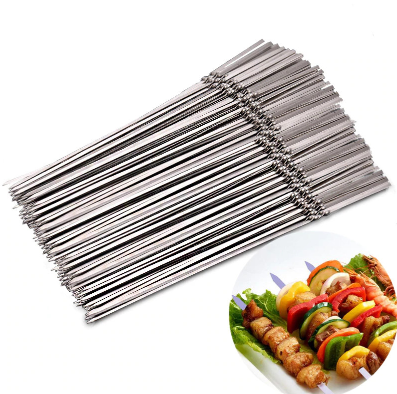 Gambar produk NICON Tusuk Sate Stainless Steel BBQ Skewers Reusable 33cm 100PCS - LN8