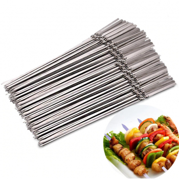 Gambar produk NICON Tusuk Sate Stainless Steel BBQ Skewers Reusable 33cm 100PCS - LN8