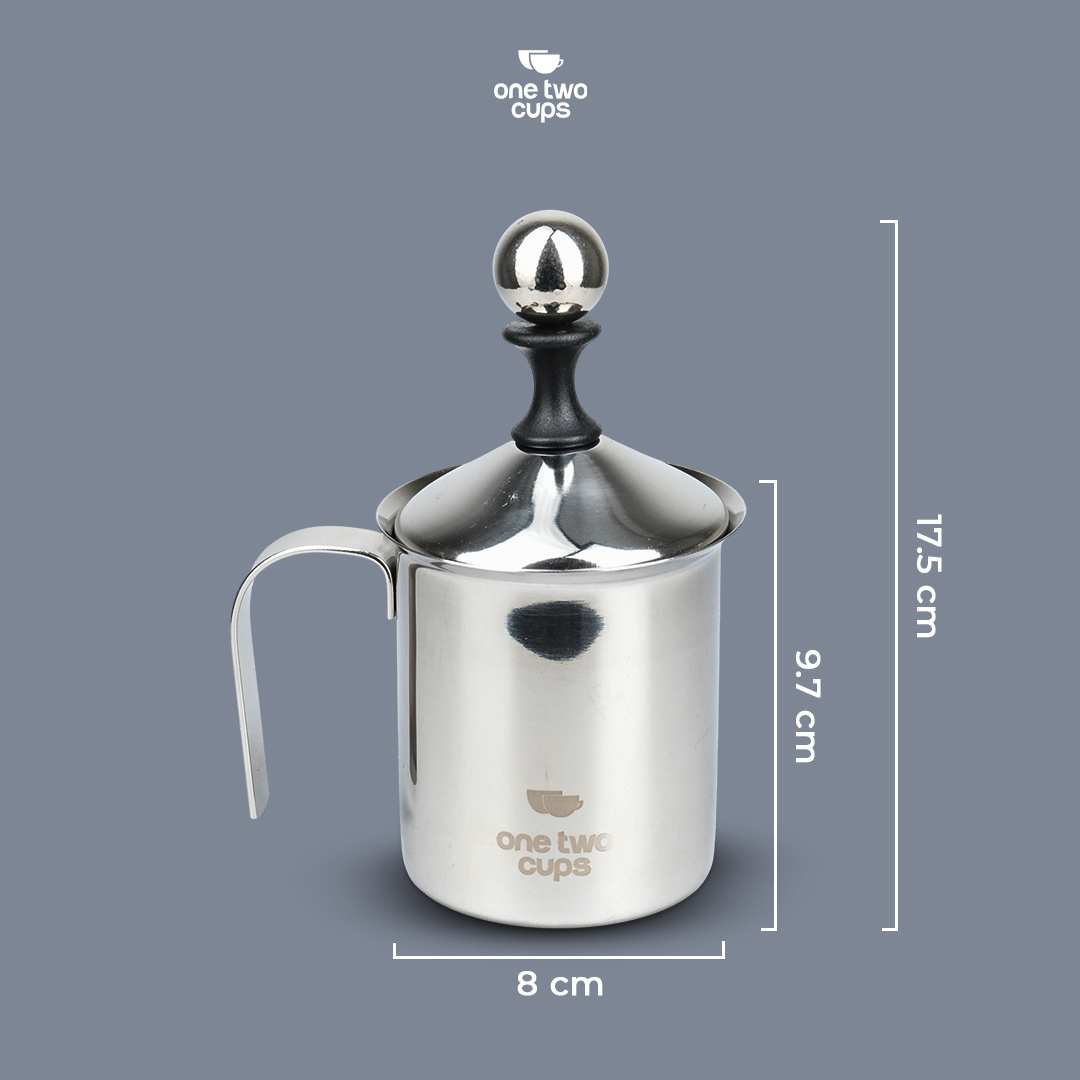 One Two Cups Gelas Kopi Milk Frother Stainless Steel 400ml - WZ0011 Gambar produk One Two Cups Gelas Kopi Milk Frother Stainless Steel 400ml - WZ0011