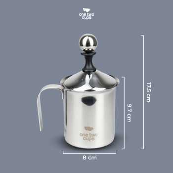 One Two Cups Gelas Kopi Milk Frother Stainless Steel 400ml - WZ0011 Gambar produk One Two Cups Gelas Kopi Milk Frother Stainless Steel 400ml - WZ0011