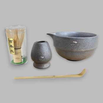Gambar produk One Two Cups Matcha Set Kit Chawan Chasen Stand Chashaku 4 PCS - N41