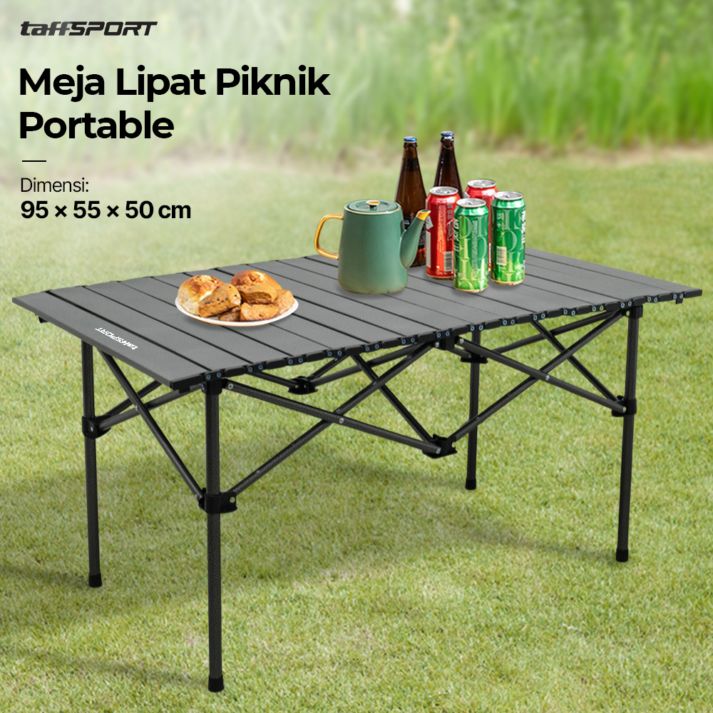 Gambar produk TaffSPORT Meja Lipat Piknik Portable Foldable Camping Table with Bag 95x55x50cm - AF59