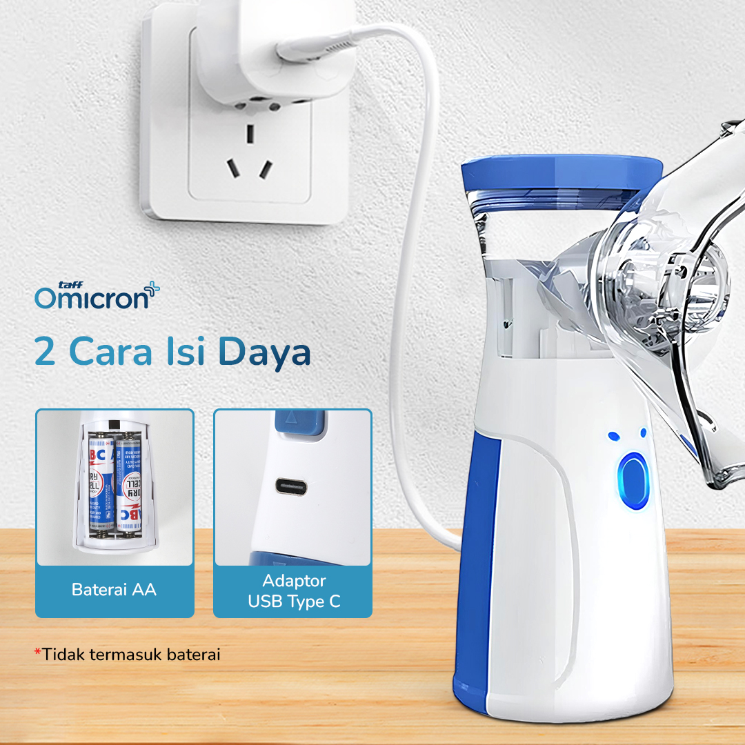 Gambar produk TaffOmicron Alat Terapi Pernapasan Mesh Nebulizer Portable Baterai AA - JSL-W302