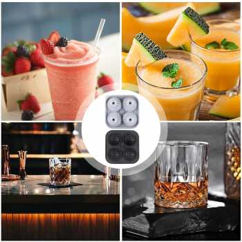 Gambar produk FOSOE Cetakan Es Batu Silikon Bola Golf 4 Grid Ice Cube Mold - FS4