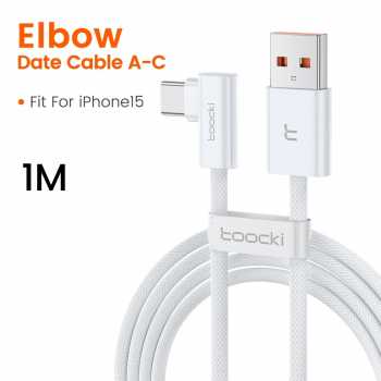 Gambar produk Toocki Kabel Data USB Type C Fast Charging L-Shape Braided 100W 6A 1M