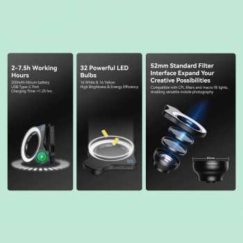 Gambar produk APEXEL Lensa Kamera HP 2in1 Macro Lens 50-110mm with Light - APL-HB100UFL