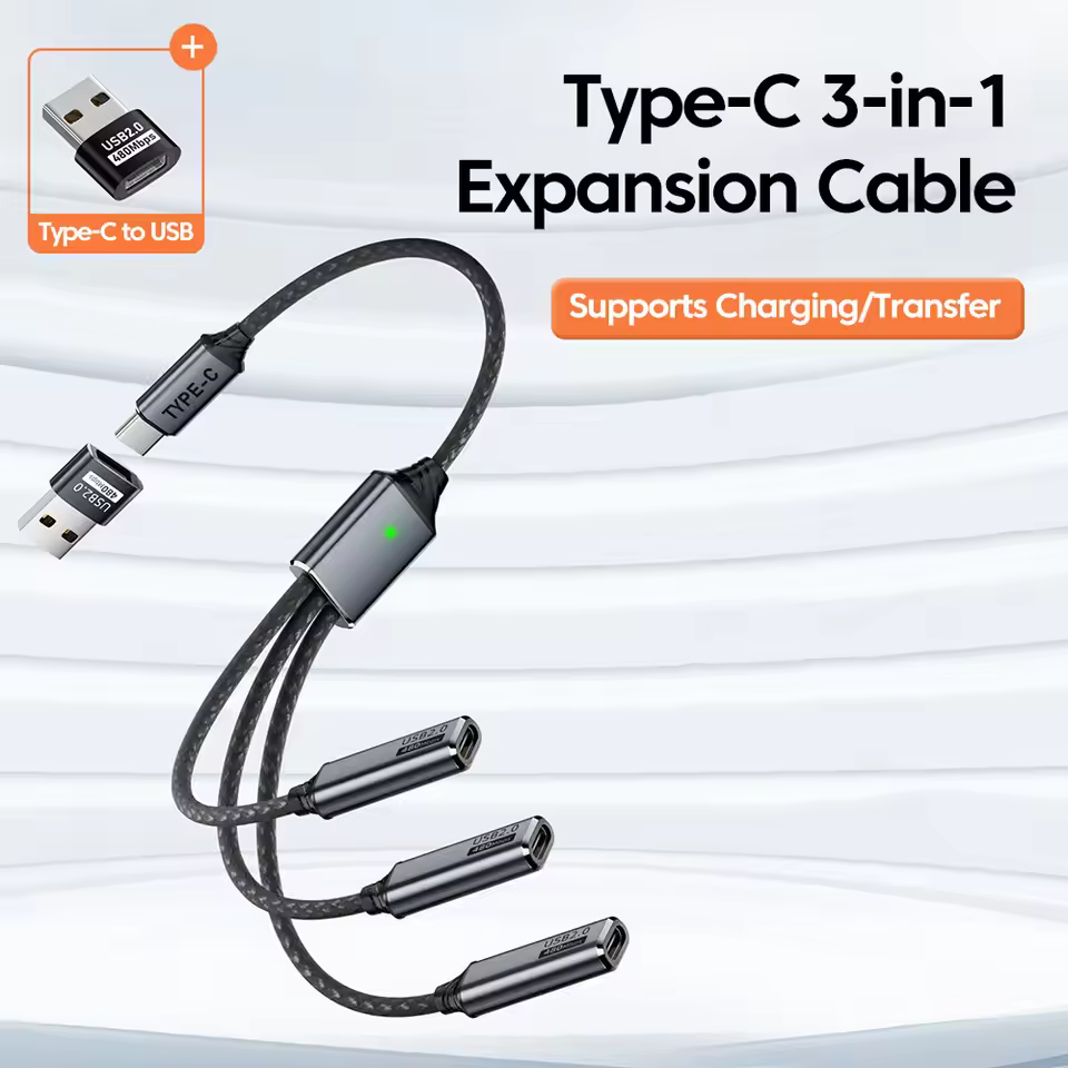 Gambar produk DIXSIG Kabel OTG Splitter 3in1 USB Type C Male to Female with Adapter - DG-101