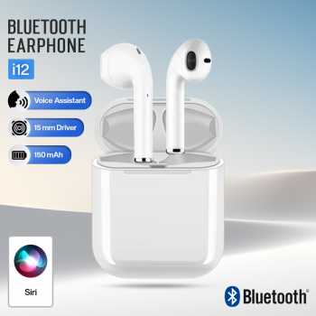 WOJOQ Earphone Bluetooth 5.3 TWS Earbuds HiFi Sound Noise Reduction - i12