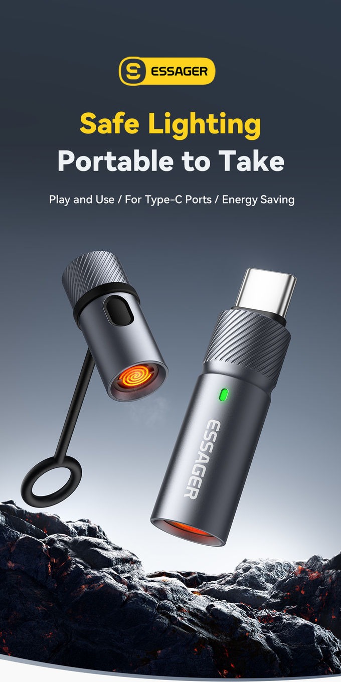 Gambar produk ESSAGER Korek Api Elektrik Cigarette Lighter Mini Portable USB Type C Male - ES-OTG29