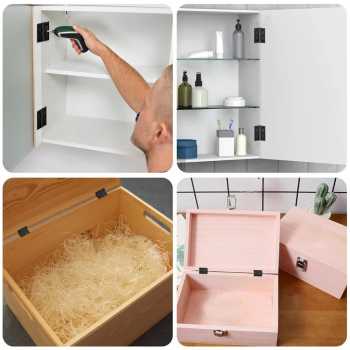 Gambar produk KitTrader Engsel Pintu Lemari Kabinet Door Hinge 4 Hole 44x32mm 20 PCS - KT20
