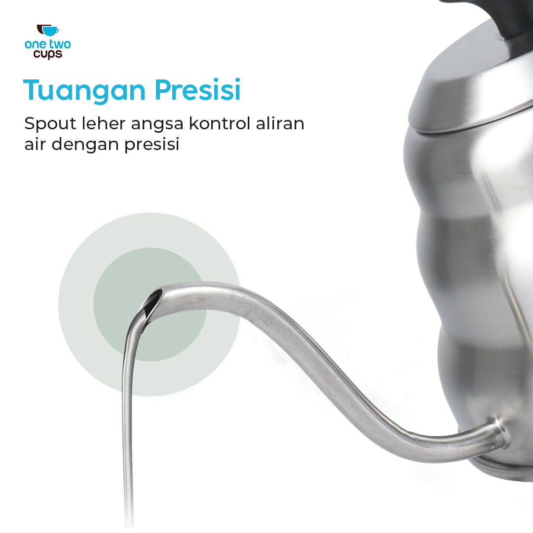 Gambar produk One Two Cups Teko Kopi Leher Angsa Pour Over Kettle Thermometer 900ml - LZP-8003