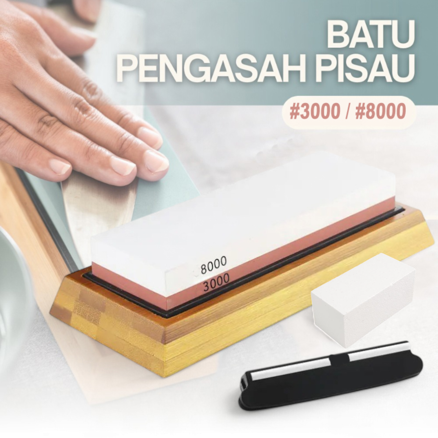 Gambar produk Chefic Batu Asah Pisau Whetstone Knife Sharpener 2 Side 3000/8000 - C380