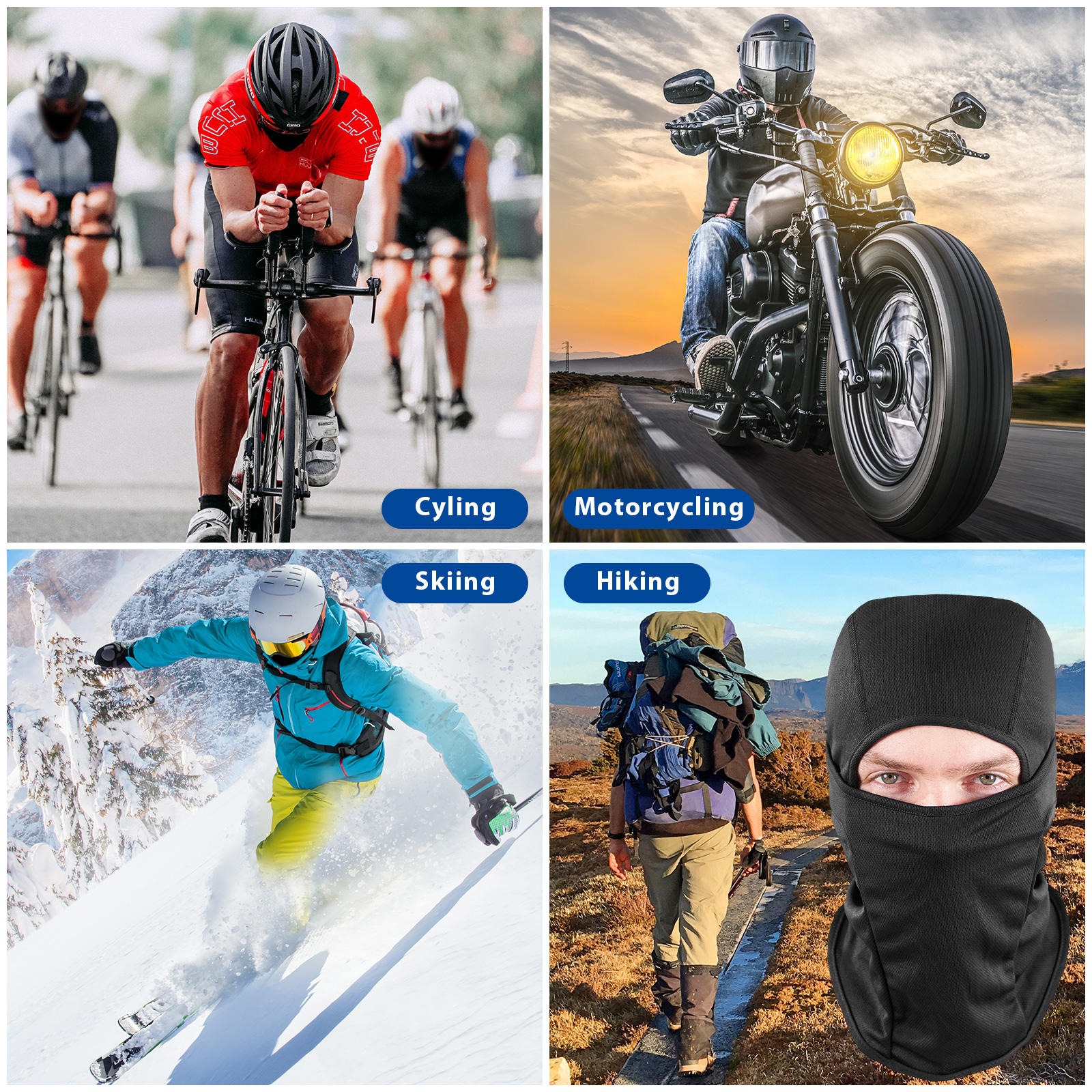 Gambar produk CISE Masker Motor Balaclava Full Face Polyester Windproof - MJ-22A