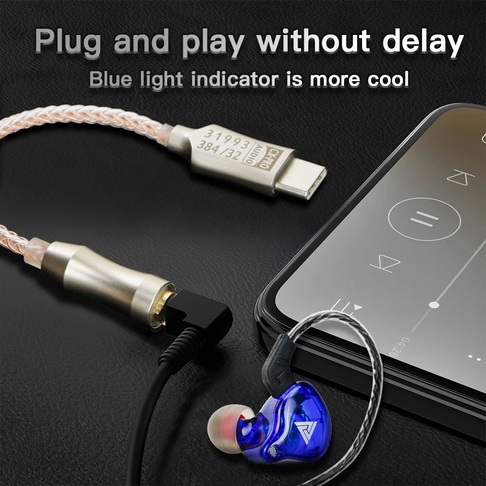 Gambar produk ALAC Kabel USB Type C ke 3.5mm Adaptor HiFi DAC Conexant CX31993 Chip - CX-PRO