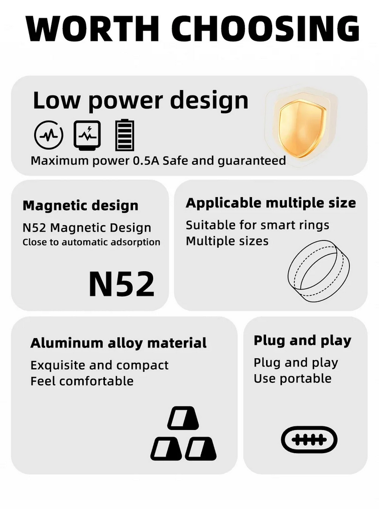 Gambar produk ODITY Universal Magnetic Charger Adapter USB Type C for Smart Ring - XT-23