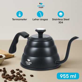 One Two Cups Teko Kopi Leher Angsa Pour Over Drip Kettle Thermometer - KE4012