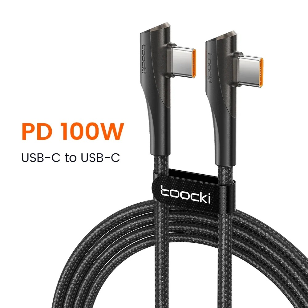 Gambar produk Toocki Kabel Data Type C to Type C Fast Charging Elbow 100W 5A 1M - TXCTT1-ZX01