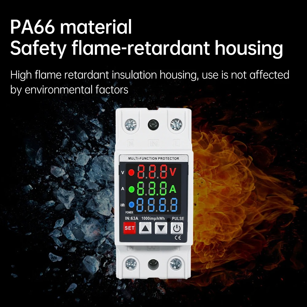 Gambar produk Gaqqee MCB Digital Din Rail Over Voltage Current Protector 63A 230V - A37T