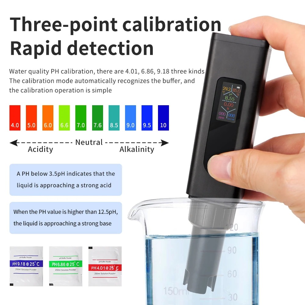 Gambar produk JUANJUAN Alat Ukur Kualitas Air Digital 5in1 PH EC TDS Meter Pen - J510