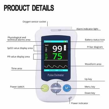 Gambar produk Yonker Handheld Pulse Oximeter Alat Ukur Saturasi Oksigen Darah LCD - YK-820A