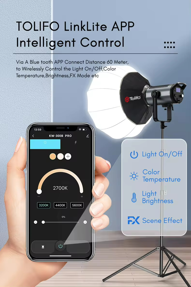 Gambar produk Tolifo Lampu Video LED Bi-Color COB Video Light 400W 6500K - KW-500B PRO