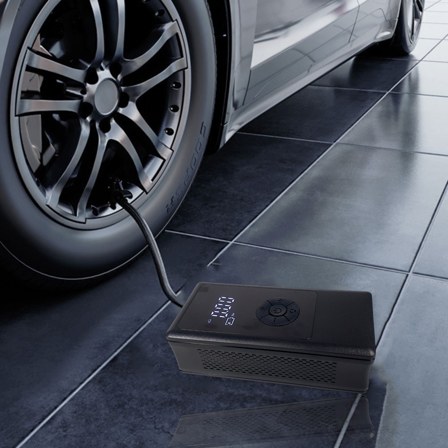 PASSCOOL Pompa Ban Mobil Elektrik Inflator Portable 120W 4000mAh - WY-107 Gambar produk PASSCOOL Pompa Ban Mobil Elektrik Inflator Portable 120W 4000mAh - WY-107